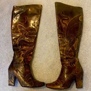 Brown Leather Knee High Boots